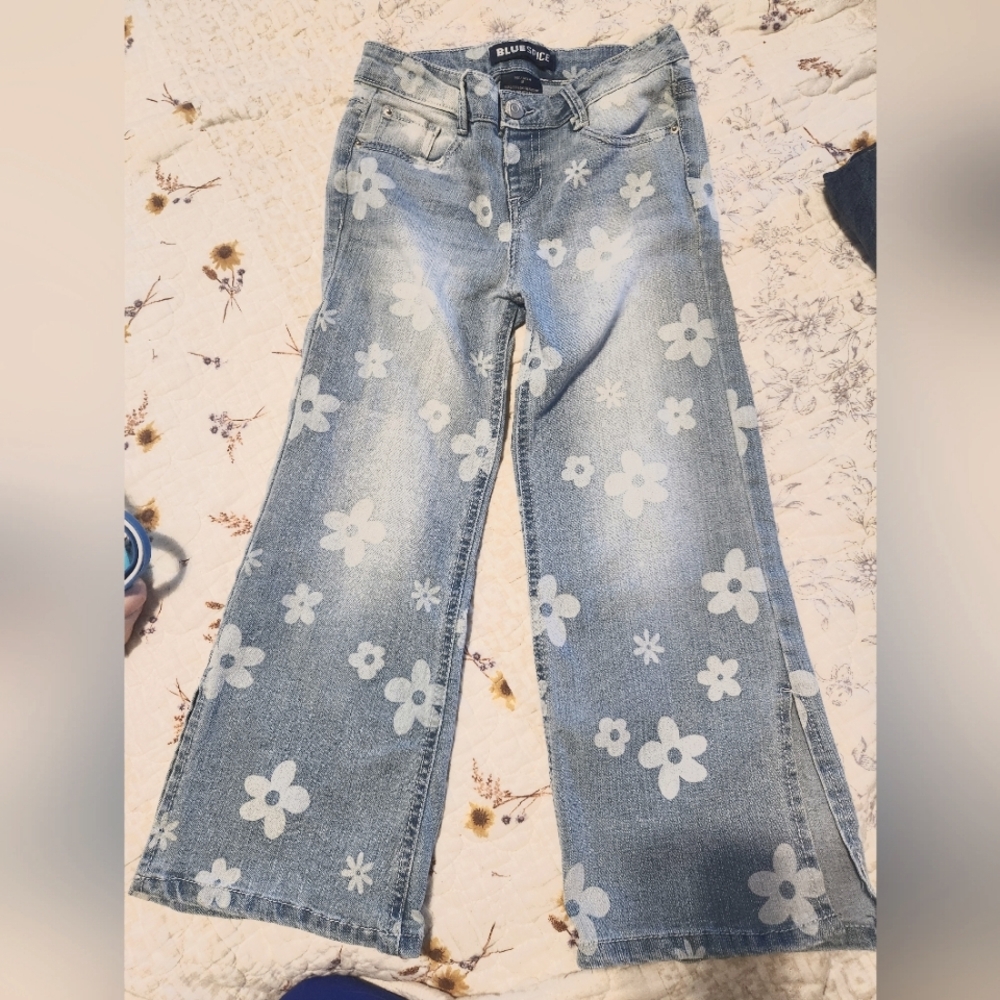 Girls floral crop wide leg pants